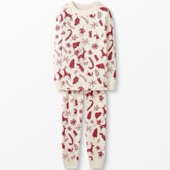 Hanna Andersson Other - Hanna Andersson Cream and Red Kids Holiday Pajama Set